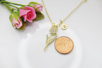 Gold Tulip Charm Necklace Birthday Gifts, Personalized Gifts, N3459