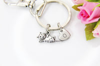 Best Christmas Gift for Cat Lover, Silver Cute Cat Keychain, Personalized Gift, Birthday Gift, Thank You Gift, Appreciation Gift, N3508