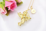 Love Necklace, Gold Cupid Heart Arrow, Best Valentine Gift, Birthday, Christmas Gift, Thank You Gift, Appreciation Gift, Mentor Gift, N3526