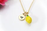 Lemon Necklace, Gold Yellow Lemon, Best Birthday Gift for Girl, Christmas Gift, Thank You Gift, Appreciation Gift, Mentor Gift, N3541