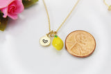 Lemon Necklace, Gold Yellow Lemon, Best Birthday Gift for Girl, Christmas Gift, Thank You Gift, Appreciation Gift, Mentor Gift, N3541