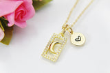 Celestial Necklace, Gold Crescent Moon, Birthday Gift, Graduation Gift, Christmas Gift, Thank You Gift, Appreciation Gift, Mentor Gift N3546