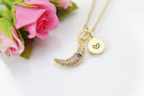 Celestial Necklace, Gold Crescent Moon Face, Birthday Gift, Graduation Gift, Christmas Gift, Thank You Gift, Appreciation Mentor Gift, N3548