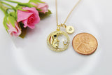 Moon Star Necklace, Gold Crescent Moon Face Star, Birthday Gift, Graduation Gift, Christmas Gift, Thank You Gift, Appreciation Gift, N3552