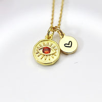 Evil Eye Necklace, Gold Orange Evil Eye, Birthday Gift, Graduation Gift, Christmas Gift, Thank You Gift, Appreciation Gift, N3558