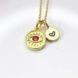 Evil Eye Necklace, Gold Orange Evil Eye, Birthday Gift, Graduation Gift, Christmas Gift, Thank You Gift, Appreciation Gift, N3558