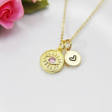 Gold Pink Evil Eye Charm Necklace, N3560