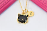 Cute Cat Necklace, Gold Black Cat, Personalized, Birthday Gift, Graduation Gift, Christmas Gift, Thank You Gift, Appreciation Gift, N3572