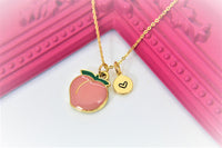 Peach Necklace, Gold Peach, Personalized, Birthday Gift, Graduation Gift, Christmas Gift, Thank You Gift, Appreciation Gift, N3582