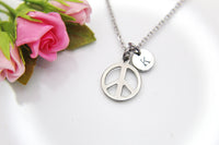Peace Symbol Necklace, Christmas Gifts, Mothers Day, Valentine's Day, Birthday, Thank You, Appreciation, Mentor, Personalized Gift, N3499