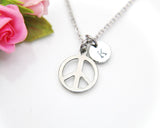 Peace Symbol Necklace, Christmas Gifts, Mothers Day, Valentine's Day, Birthday, Thank You, Appreciation, Mentor, Personalized Gift, N3499