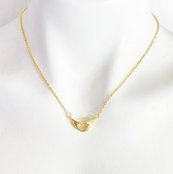 Gold Heart Hand Necklace, Congratulations Gift,  Pregnancy Gift, N3610