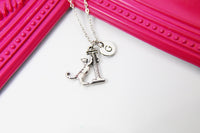 Silver Cat Stretching Post Charm Necklace, Cat Stretching Charm, Cat Stretch Post Charm, Pet Gift, Personalized Gift, Christmas Gift, N777