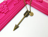 Bronze or Selver Arrow Charm Necklace, Personalized Gift, N3653