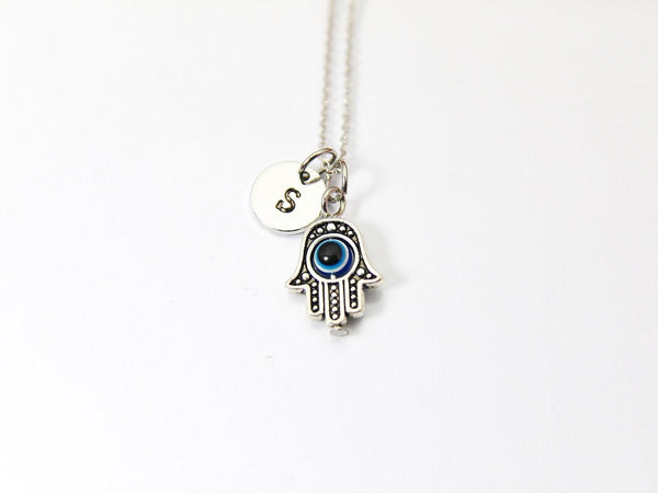 Hamsa Blue Evil Eye Necklace, Personalized Gifts, Christmas Gifts, Birthday Gift, Appreciation Gift, Thank You Gift, Retirement Gifts, N3671