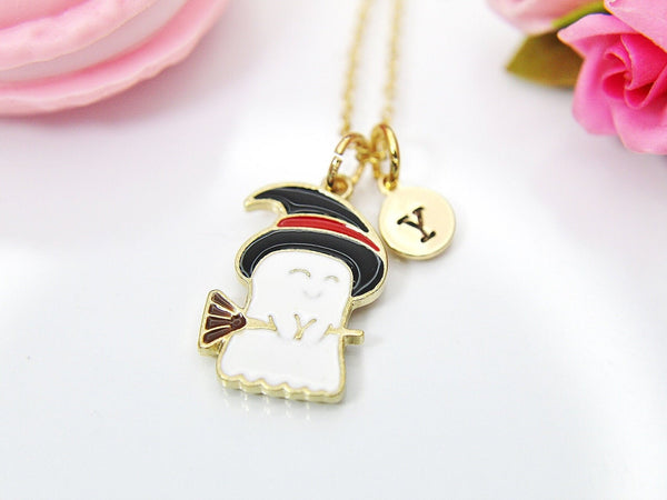 Ghost Necklace, Cute Halloween Witch, Fall Autumn Gift, Personalized, Christmas Gift, Birthday Gift, Appreciation Gift, Thank You Gift N3685