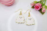 Halloween Earrings, Cute White Ghost, Fall Autumn, Personalized, Christmas Gift, Birthday Gift, Appreciation Gift, Thank You Gift, N3691