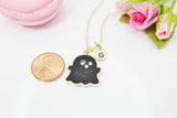 Halloween Necklace, Cute Black Ghost, Fall Autumn, Personalized, Christmas Gift, Birthday Gift, Appreciation Gift, Thank You Gift, N3695