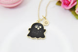 Halloween Necklace, Cute Black Ghost, Fall Autumn, Personalized, Christmas Gift, Birthday Gift, Appreciation Gift, Thank You Gift, N3695