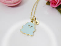 Halloween Necklace, Cute Blue Ghost, Fall Autumn, Personalized, Christmas Gift, Birthday Gift, Appreciation Gift, Thank You Gift, N3696