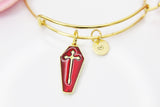 Halloween Bracelet, Red Coffin Cross, Fall Autumn Gift, Personalized, Christmas Gift, Birthday Gift, Appreciation Gift, Thank You Gift N3699