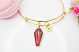 Halloween Bracelet, Red Coffin Cross, Fall Autumn Gift, Personalized, Christmas Gift, Birthday Gift, Appreciation Gift, Thank You Gift N3699