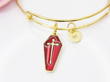 Halloween Bracelet, Red Coffin Cross, Fall Autumn Gift, Personalized, Christmas Gift, Birthday Gift, Appreciation Gift, Thank You Gift N3699