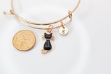 Black Cat Bracelet, Rose Gold Cat Bracelet, Animal Charm, Pet Gift, N2994-A