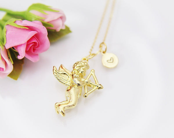 Love Necklace, Gold Cupid Heart Arrow, Best Valentine Gift, Birthday, Christmas Gift, Thank You Gift, Appreciation Gift, Mentor Gift, N3526