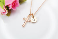 Cross Necklace, Rose Gold Cross, Best Birthday Gift for Girl Friends, Christmas Gift, Thank You Gift, Appreciation Gift, Mentor Gift, N3540