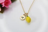 Lemon Necklace, Gold Yellow Lemon, Best Birthday Gift for Girl, Christmas Gift, Thank You Gift, Appreciation Gift, Mentor Gift, N3541