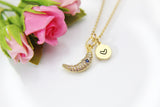 Celestial Necklace, Gold Crescent Moon Face, Birthday Gift, Graduation Gift, Christmas Gift, Thank You Gift, Appreciation Mentor Gift, N3548