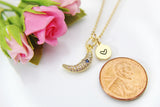 Celestial Necklace, Gold Crescent Moon Face, Birthday Gift, Graduation Gift, Christmas Gift, Thank You Gift, Appreciation Mentor Gift, N3548