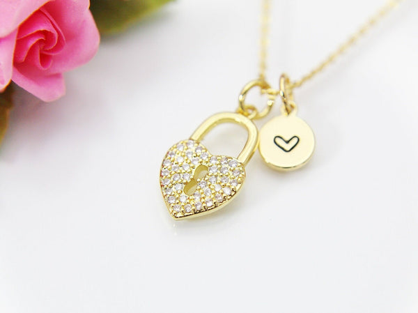 Heart Lock Necklace, Gold Heart Lock, Birthday Gift, Graduation Gift, Christmas Gift, Thank You Gift, Appreciation Gift, N3553