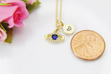 Evil Eye Necklace, Gold Blue Evil Eye, Birthday Gift, Graduation Gift, Christmas Gift, Thank You Gift, Appreciation Gift, N3565