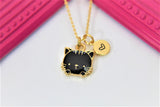 Cute Cat Necklace, Gold Black Cat, Personalized, Birthday Gift, Graduation Gift, Christmas Gift, Thank You Gift, Appreciation Gift, N3572