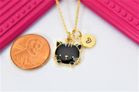 Cute Cat Necklace, Gold Black Cat, Personalized, Birthday Gift, Graduation Gift, Christmas Gift, Thank You Gift, Appreciation Gift, N3572