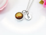 Tiger Eye Necklace, Natural Gemstone Jewelry N3586