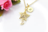 Star Moon Necklace, 18K Gold Plated Moon Star, Birthday Gift, Graduation Gift, Christmas Gift, Thank You Gift, Appreciation Gift, N3596