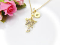 Star Moon Necklace, 18K Gold Plated Moon Star, Birthday Gift, Graduation Gift, Christmas Gift, Thank You Gift, Appreciation Gift, N3596