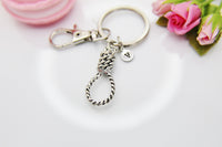 Halloween Keychain, Silver Lasso Keychain, Knot Charm, Rope Charm, Lasso Charm, Gothic Jewelry, Occult Jewelry, Halloween Gift, N3754