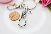 Halloween Keychain, Silver Lasso Keychain, Knot Charm, Rope Charm, Lasso Charm, Gothic Jewelry, Occult Jewelry, Halloween Gift, N3754