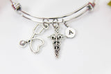 Stethoscope Heart Caduceus Bracelet, Graduation Gift, Personalized Gift, Christmas Gift, Appreciation Gift, Thank You Gift, N3757