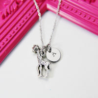 Giraffe Necklace, Silver Giraffe Charm, N2370A