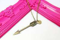 Bronze or Selver Arrow Charm Necklace, Personalized Gift, N3653