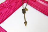 Bronze or Selver Arrow Charm Necklace, Personalized Gift, N3653