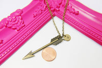 Bronze or Selver Arrow Charm Necklace, Personalized Gift, N3653
