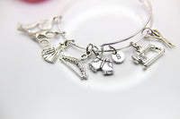 Sewing Machine Measuring Tape Scissor Wedding Dress Hanger Short Pant Bracelet, Grandma Bracelet Gift, Best Gift for Sewing Lover, N3764