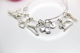 Sewing Machine Measuring Tape Scissor Wedding Dress Hanger Short Pant Bracelet, Grandma Bracelet Gift, Best Gift for Sewing Lover, N3764