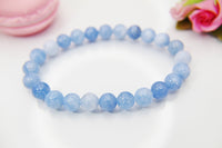 Gemstone Jade Aquamarine Bracelet, Natural Gemstone Jewelry N3776